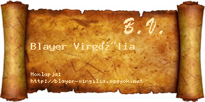 Blayer Virgília névjegykártya